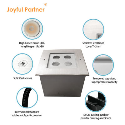 12VDC Quadratuntergrundlampe IP67 4W 8W 125*125MM aus Edelstahl DMX RGBW4in1