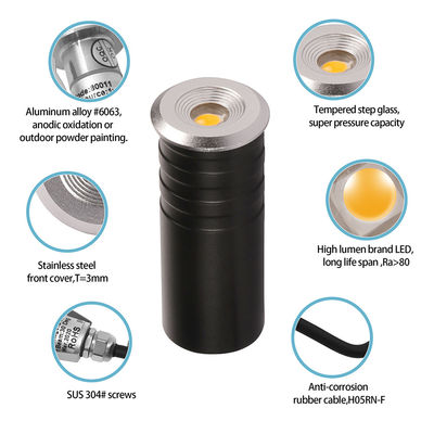 Mini IP67 1W CREE XPE LED Einfarbiges Einbaulicht Außenleuchte Vergrabene Lampe Treppenlicht