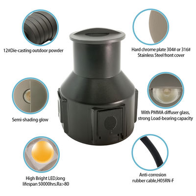 Einseitige Ansicht Mini LED Vergrabenes Licht DC 24V Edelstahl 316 Frostglas Halbschattierung