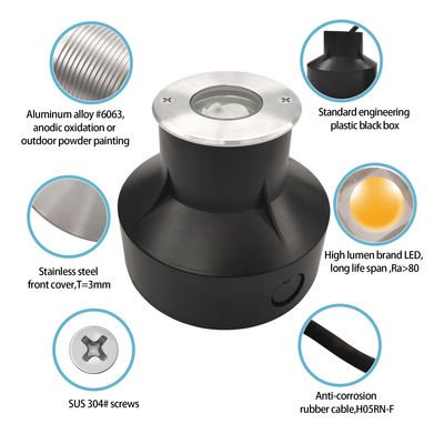 In-Ground-Rückstandsbeleuchtung 1W 2W 3000k Warm weiß IP67 gute Wärmeverteilung Aluminium-Körper
