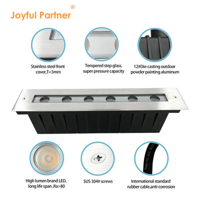 IP67 Wasserdichtes Liniäres Eingebautes Licht SS Deckel Warmes Weiß 12W DMX512 Edelstahl Frontdeckel