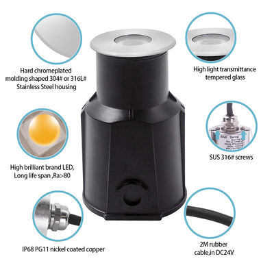Mini-LED-Lichter für unterirdische Becken IP68 3000k 12V / 24V DC