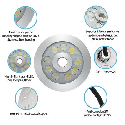 27W 3 in 1 RGB LED-Brunnenlicht aus Edelstahl