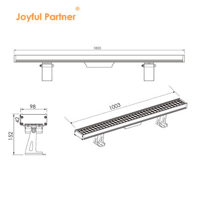 Commercial Rectangle LED Linear Downlight 108W 1000MM Fassade Wand Waschmaschine Licht