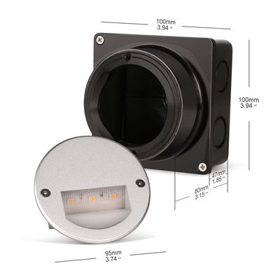 Aluminium Außen LED-Treppenlicht IP65 Runde Abdeckung Quadratische Hülle Wand Treppe