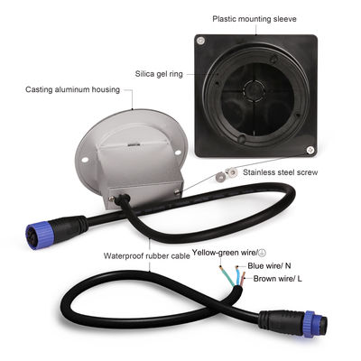 Aluminium Außen LED-Treppenlicht IP65 Runde Abdeckung Quadratische Hülle Wand Treppe