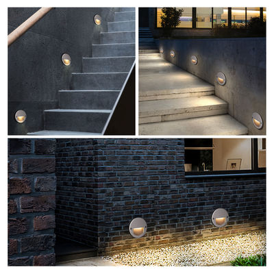 Aluminium Außen LED-Treppenlicht IP65 Runde Abdeckung Quadratische Hülle Wand Treppe
