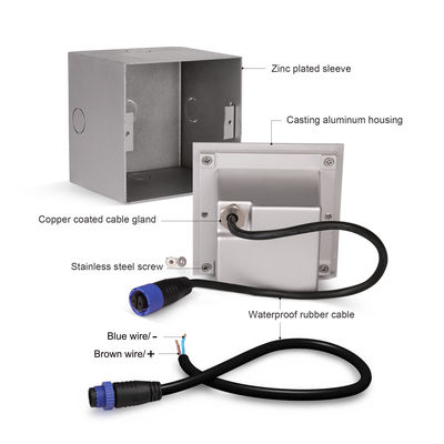Quadratische Aluminium-LED-Wandleuchte IP65 Seitentreppe LED-Treppenleuchten
