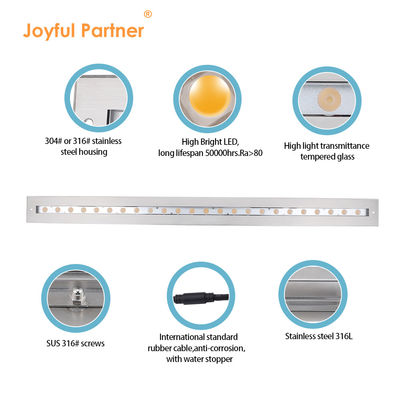 Lineare Barlicht IP68 Außenwasserdicht Edelstahl DMX512 RGB+3000k Unterwasserlicht