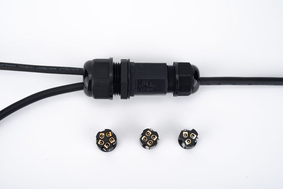 1 in 2 Out Schwarz IP68 Schnellanschluss Wasserdichtes Untergrundkabelverbindungsfach