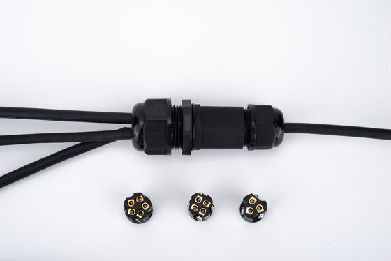 IP68 Schnellverbinder wasserdicht 1 Eingang 2 Ausgänge Schwarz für Unterirdische Kabelanschlussdose