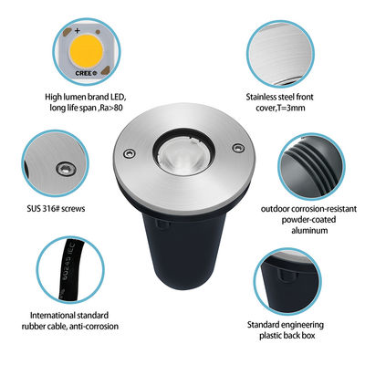 Unterirdische Beleuchtung DC12V-24V Wasserdicht IP67 Edelstahl 316 Material DIA67MM