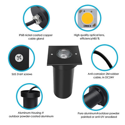 DC AC COB Led Aluminium Quadratform 304ss Frontdeckel LED Bodenlicht für den Garten
