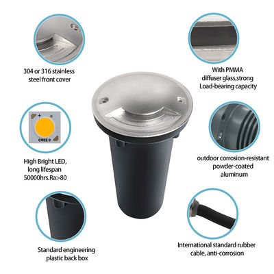 Zwei-Wege-LED IP67 Wasserdicht und Staubdicht Ik08 LED-Untergrundlicht aus Edelstahl