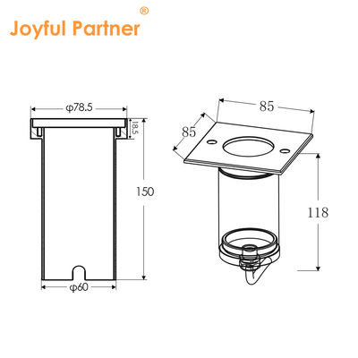 Unterirdische Einbau-LED-Leuchten 6W COB LED 85*85MM Schwarzes Aluminiumgehäuse Quadratische Form für Außenbereich, Terrassen und Gärten
