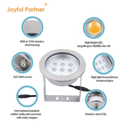 Unterwasser-LED-Spiegellicht aus Edelstahl 316L 24W RGBW 4in1 IP68 wasserdicht DC 24v Hohe Helligkeit