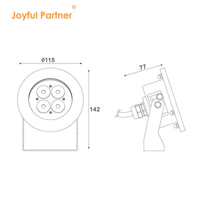 LED Unterwasserlicht aus Edelstahl IP68 DC12V 24W Warmweiß 3000K mit Halterung