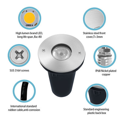 Edelstahl-Brunnenleuchten Niederspannung RGB 3W 1W LED IP68 Wasserdicht für Landschaft Unterwasser