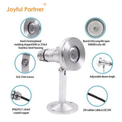 LED Unterwasser-Spotlicht wasserdicht IK07 1*2W LED DC24V DMX RGBW 6W für Brunnen