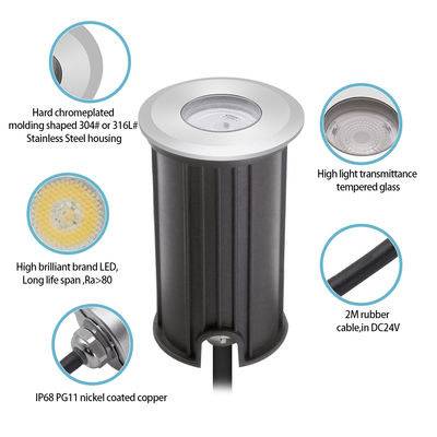 1W 2W Schwimmbad Unterwasserlicht eingeschlossen IP68 Led Vergrabene Lichter