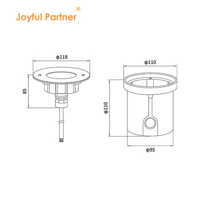 DIA 118mm IP68 304 Edelstahl Warmweiß Unterwasser-LED-Licht 3W DC24v mit Kunststoff-Hülle