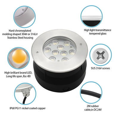 12V 24V LED Unterwasserlicht 9W 18W RGB Vollfarbe aus Edelstahl IP68 Lichter für Pool