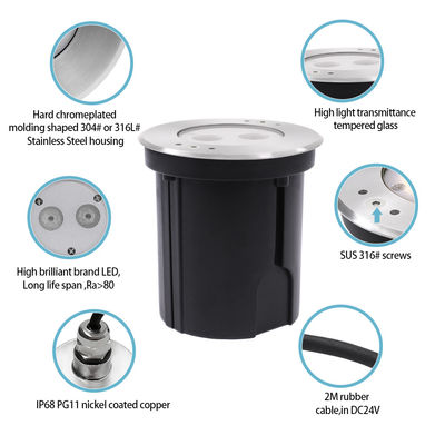 IP68 RGBW 4in1 wasserdichtes Quelllicht aus Edelstahl 316 DC 24V mit asymmetrischer Linse