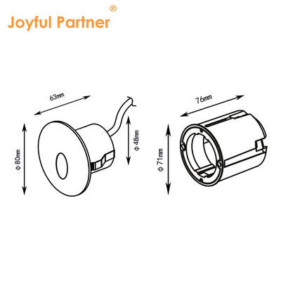 2W LED-Rückstandslicht DC24V Schrittlicht Warmweiß IP65 Wasserdicht Wandlicht Treppe mit Kunststoffmontage