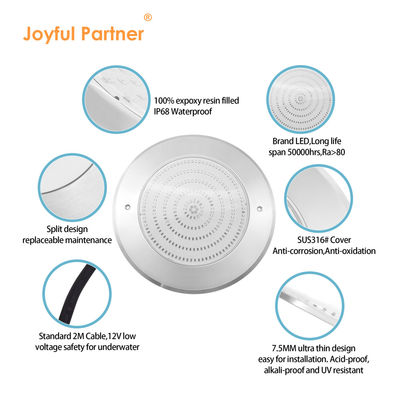 Unterwasser-LED-Schwimmbadleuchten 316 aus Edelstahl 18W 25W SMD2835 Ultra-Dünnharz gefüllt RGB-Farbe