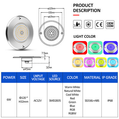 316 Edelstahl Unterwasserlampe IP68 Schwimmen SMD LED Konstantenstrom Antrieb mit garantierter Qualität