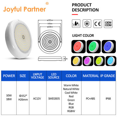 Poolleuchten Led Unterwasser PAR56 Betonwandfläche mit 18 Tasten Fernbedienung