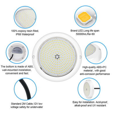 Schwimmbadlicht IP68 Epoxidharz gefüllt Aquarienleuchten RGB AC12V ABS Oberflächenmontiert
