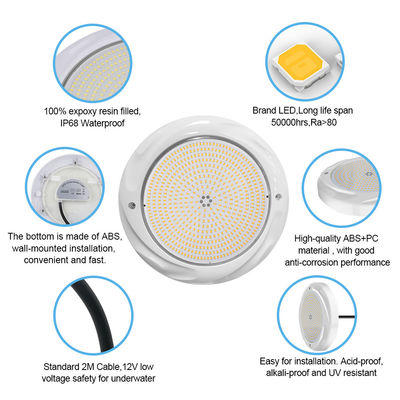 35W LED-Schwimmbadbeleuchtung für Betonbecken SPA 230*35mm ABS Material AC12V RGB RGBW