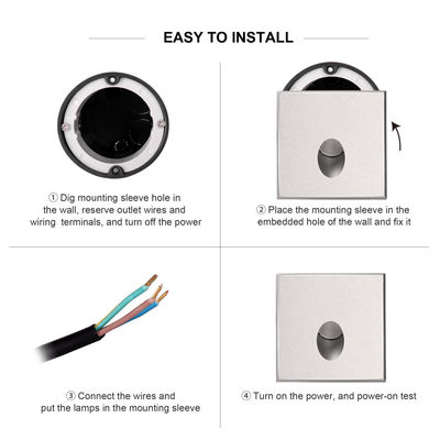 Intelligente LED-Wandlampe IP65 Aluminium Körper quadratische Form DC 24v 1w 2w 3w LED-Treppenlicht für den Korridor