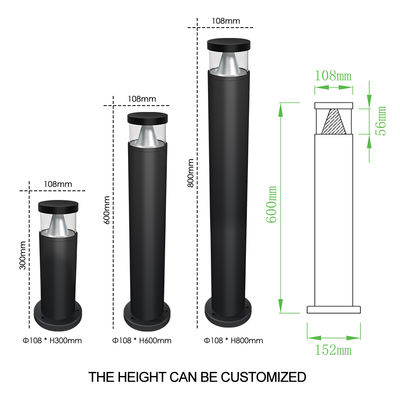 Wasserdichte LED-Bollard-Rasenbeleuchtung Aluminium-Bridgelux-LED 10W H800MM Für Außendekoration