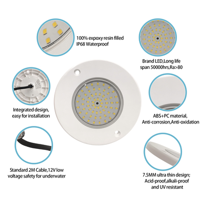 Unterwasser-Schwimmbad-Leuchten DC12V 10W IP68 vollständig aus Kunststoff RGB 100% synchrone Steuerung