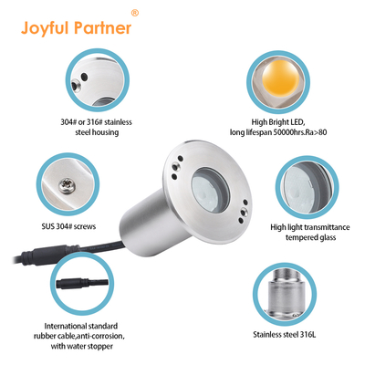 IP68 Unterwasser-LED-Poollichter Edelstahl 316 1W 2W Unterwasserlicht