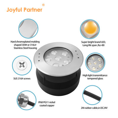 LED Unterwasserlicht 24Volt 6W 12W Edelstahl 316 mit kühlem Weiß mit Plastik-Hülle für den Schwimmbad