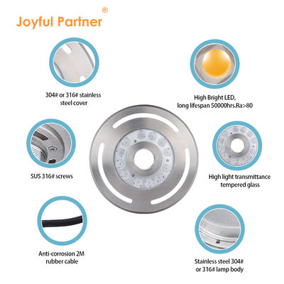 Outdoor IP68 DMX RGB 24V Tauchfähige 9X3W LED Unterwasser-Fontäne Tanzlicht Edelstahl 316L mit Durchmesser 285mm