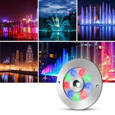 Freudiger Partner Edelstahl IP68 Wasserdicht DC24V 18W RGB DMX Unterwasser-LED-Brunnenlicht