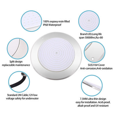 IP68 LED PAR56 Poollicht RGB Farbwechsel 12VDC AC 35W DIA280mm SMD2835 432pcs mit Farbpaket