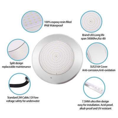 Unterwasser-RGB-LED-Poollampe 6W 12W 18W 25W 35W IP68 Wasserdicht Smart 12V SMD 316SS Edelstahl