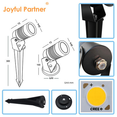 Joyful Partner LED Gartenstrahler Outdoor 6W COB DC12V/DC24V 3000K Warmweiß für Gehweg Gartenpfad