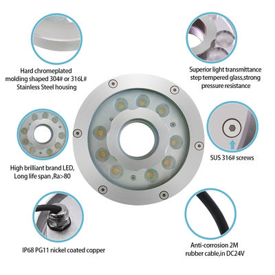 DC24V Wasserdichter RGB LED Ring Bunte Düsenlampe Unterwasserlicht Springbrunnen 9W & 27W Schutzart IP68