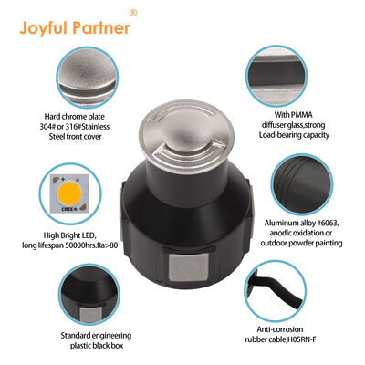 3W Side View Underground Light DIA 55MM Diameter Stainless Steel 316 Cover For Driveway Path