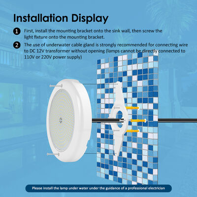 Led-Poollichter Unterwasser-Schwimmbadlichter RGB 230mm 18W Oberflächenmontiert IP68 DC12V 3000K