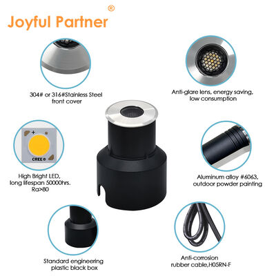 Unterflur-Aufwärtsleuchte IP67 3W CREE LED Anti-Blend-Design DIA45MM Aluminiumgehäuse für Straßen