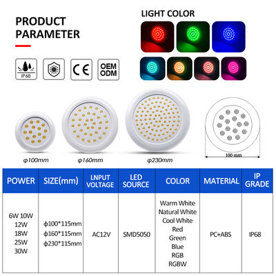 Pool Teich Lampe RGB IP68 Wasserdicht Vollständig Verklebt 12V 25W Anti-Leckage-Technologie PC-Material
