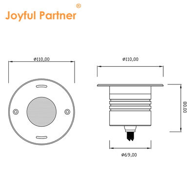 LED Unterwasser-Einbaustrahler DIA110MM 4W 8W DC24V 316 Edelstahl Frontabdeckung mit schwarzer Kunststoffbox