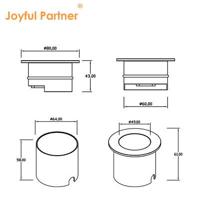 Polarisierung Untergrundleuchten 4W DC12V 24V Strahlwinkel 30*40 Grad IK Rate 08 Reinaluminium 6063# Gehäuse